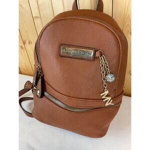 Marc New York Mini Backpack- Brown Leather, about 9 x 10 inches